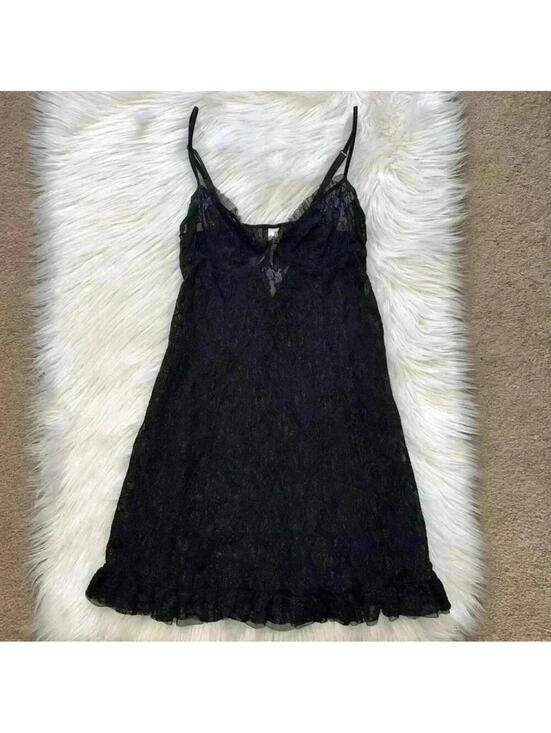 Other - Inner Secrets Lingerie Y2K Gothic Lace Babydoll Ruffle Hem Medium